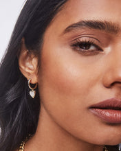 Load image into Gallery viewer, Kendra Scott Ari Heart Gold Huggie Earrings in Iridescent Drusy