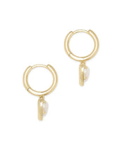 Load image into Gallery viewer, Kendra Scott Ari Heart Gold Huggie Earrings in Iridescent Drusy