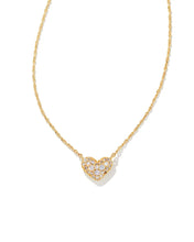 Load image into Gallery viewer, Kendra Scott Ari Heart Gold Pave Pendant Necklace in White Crystal