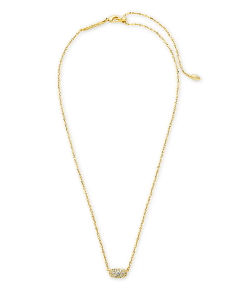 Grayson Gold Pendant Necklace in White Crystal