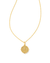 Load image into Gallery viewer, Letter M Gold Disc Reversible Pendant Necklace in Iridescent Abalone by Kendra Scott