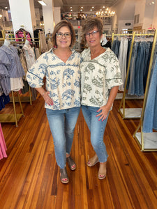 Bri Vintage Print Top - Olive *Regular & Curvy*