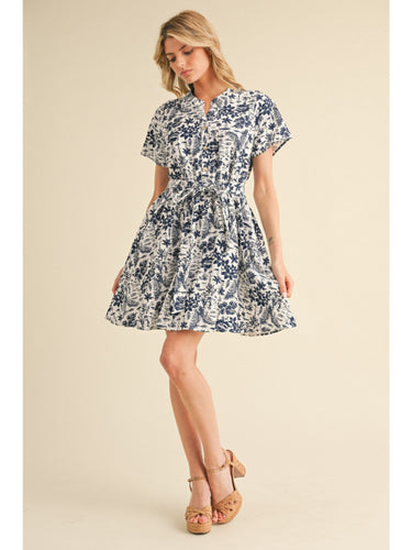 Summer Vibe Collared Mini Dress - Navy