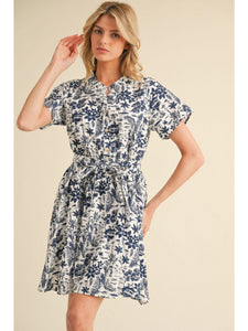 Summer Vibe Collared Mini Dress - Navy