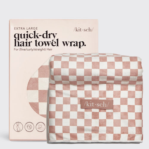 Kitsch Quick Dry Hair Towel - Terracotta Checker