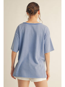 Vintage Red White & Bow Top - Blue