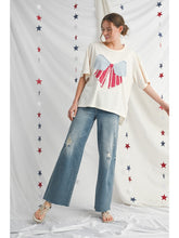 Load image into Gallery viewer, Vintage Red White &amp; Bow Top - Cream