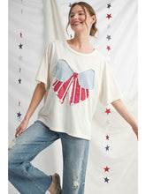 Load image into Gallery viewer, Vintage Red White &amp; Bow Top - Cream
