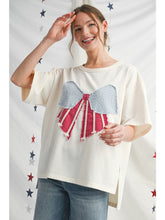 Load image into Gallery viewer, Vintage Red White &amp; Bow Top - Cream