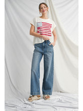 Load image into Gallery viewer, Patriotic Fringe Flair Top - Cream