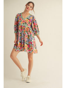 Evie Spring Floral Dress - Mint Mix