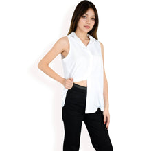 Load image into Gallery viewer, Sleeveless Button Top -White