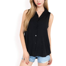 Load image into Gallery viewer, Sleeveless Button Top -White