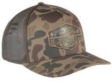 Load image into Gallery viewer, Dog Old School Camo Trucker Hat- Hand Burnished (Gr/Gray camo)