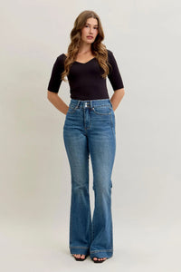 Judy Blue HW Tummy Control Double Button Flare Jean