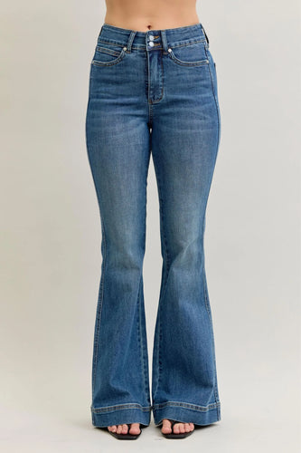Judy Blue HW Tummy Control Double Button Flare Jean