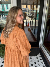 Load image into Gallery viewer, Sweet As Pie Eyelet Dress - Camel