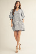 Summer Sunshine Scallop Hem Dress - Blue