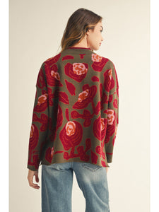 Cindy Floral Sweater - Olive