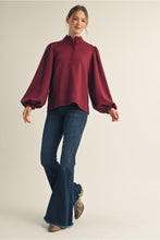 Load image into Gallery viewer, Leah Mock Neck Top - Burgundy