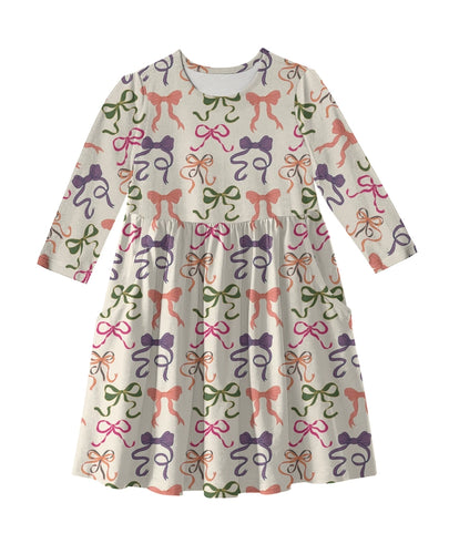 Goosies 3/4 Sleeve Pocket Dress - Bows