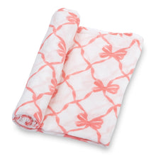 Load image into Gallery viewer, Beautiful Bows Muslin Swaddle Blanket