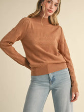 Load image into Gallery viewer, Ruth Pointelle Mock Neck Sweater - Beige