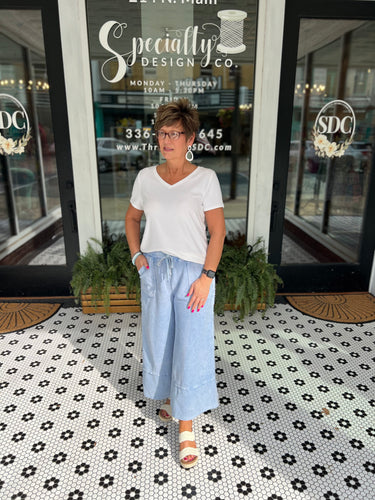 Terry Knit Palazzo Pants by Easel - Denim