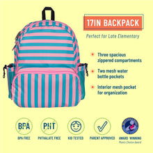 Load image into Gallery viewer, Kid&#39;s 17&quot; Backpack - Pink Stripes