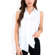 Load image into Gallery viewer, Sleeveless Button Top -White