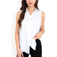 Sleeveless Button Top -White
