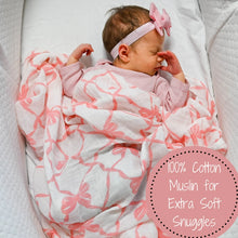 Load image into Gallery viewer, Beautiful Bows Muslin Swaddle Blanket