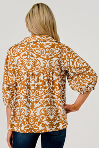 Mellie Vintage Print Top - Brown *Regular & Curvy*