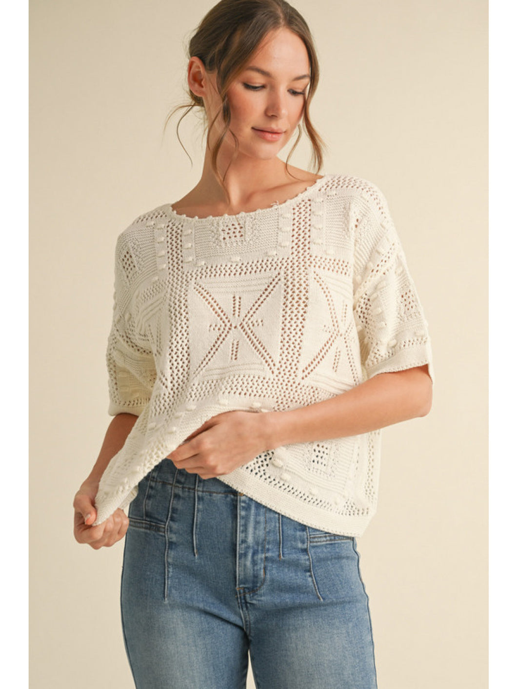 Sloan Crochet Knit Top - Ivory
