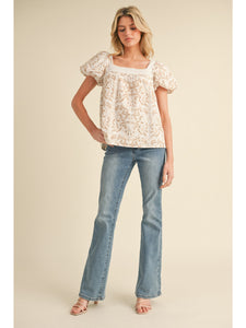 Emilee Embroidered Top - Taupe