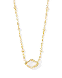 Kendra Scott Mini Abbie Gold Satellite Short Pendant Necklace in Ivory Mother of Pearl