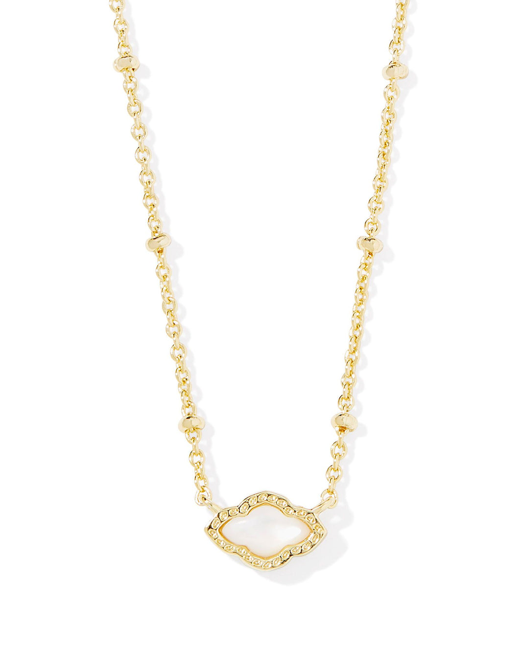Kendra Scott Mini Abbie Gold Satellite Short Pendant Necklace in Ivory Mother of Pearl