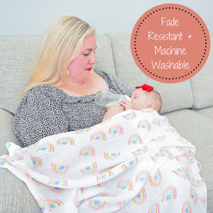 Somewhere Over the Rainbow Muslin Swaddle Blanket
