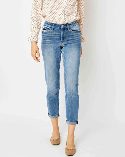 Judy Blue Mid-Rise Cuffed Slim Fit Jean