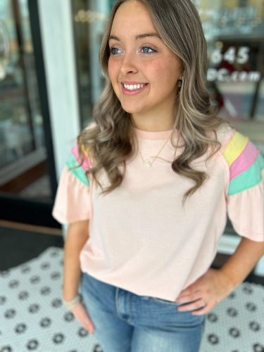 Kiara Ruffle Sleeve Top - Blush
