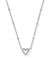 Load image into Gallery viewer, Kendra Scott Mini Ari Heart Silver Satellite Short Pendant Necklace in Ivory Mother of Pearl