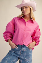 Load image into Gallery viewer, 3/4 Sleeves Button Down Top - Fuchsia