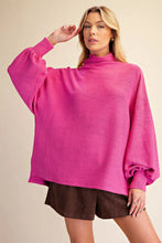 Load image into Gallery viewer, Carley Mock Neck Balloon Sleeve Top - Hot Pink