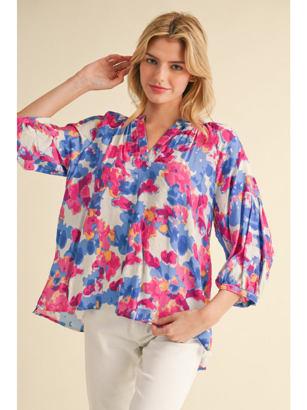 Whimsical Watercolor Floral Top