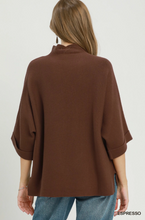 Load image into Gallery viewer, Mock Neck Dolman Sleeve Sweater Top - Espresso
