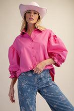 Load image into Gallery viewer, 3/4 Sleeves Button Down Top - Fuchsia