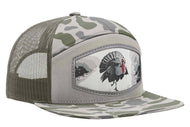 Turkey Woven Patch Old School Camo Hat.: OS Green Camo