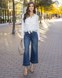 Grace & Lace Favorite Button Up Top - White
