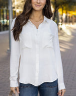 Grace & Lace Favorite Button Up Top - White
