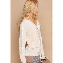 Load image into Gallery viewer, Emmie Patched Henley Top - Oatmeal
